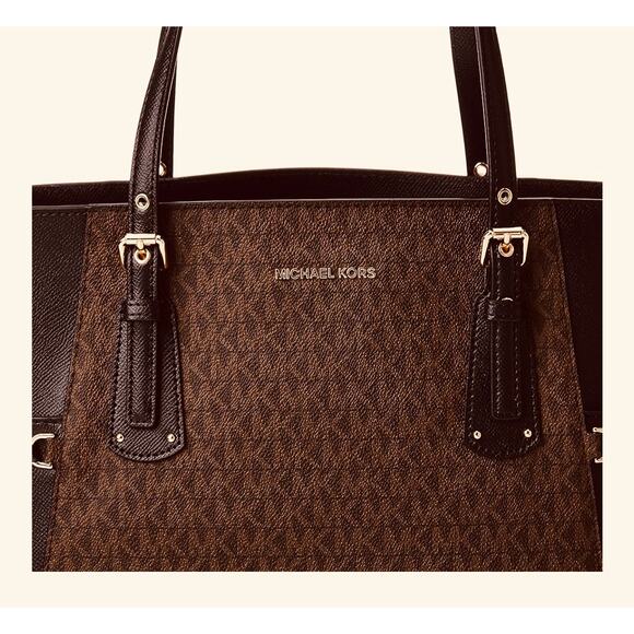 Michael Kors Voyager Brown/Black EW Tote 14.75 x 11 x 6.25” Style 30F8GV6T4B - Picture 3 of 6